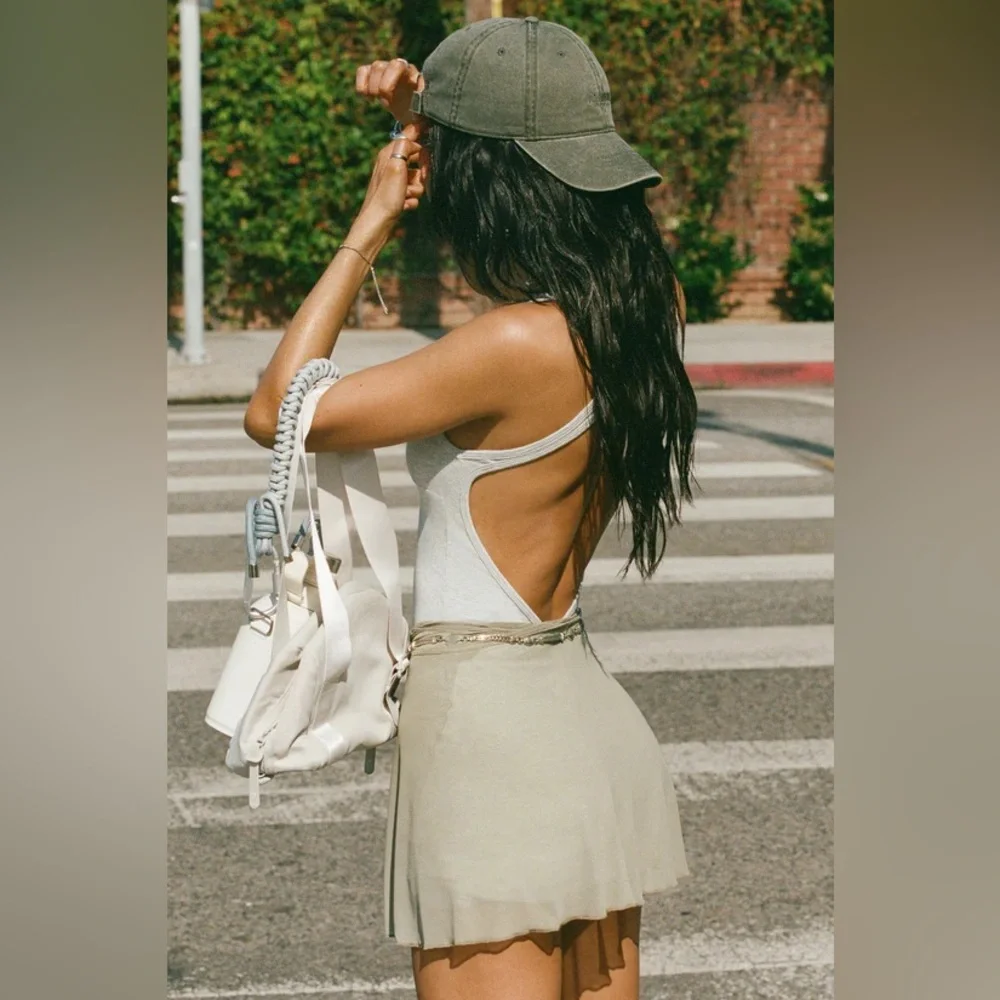 Joah Brown Open Back Dress Pearl Grey Rib S/M – New With Tags - Picture 3 of 8